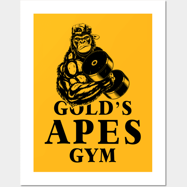 Gold's Apes Gym Body Building Wall Art by TEEWEB
